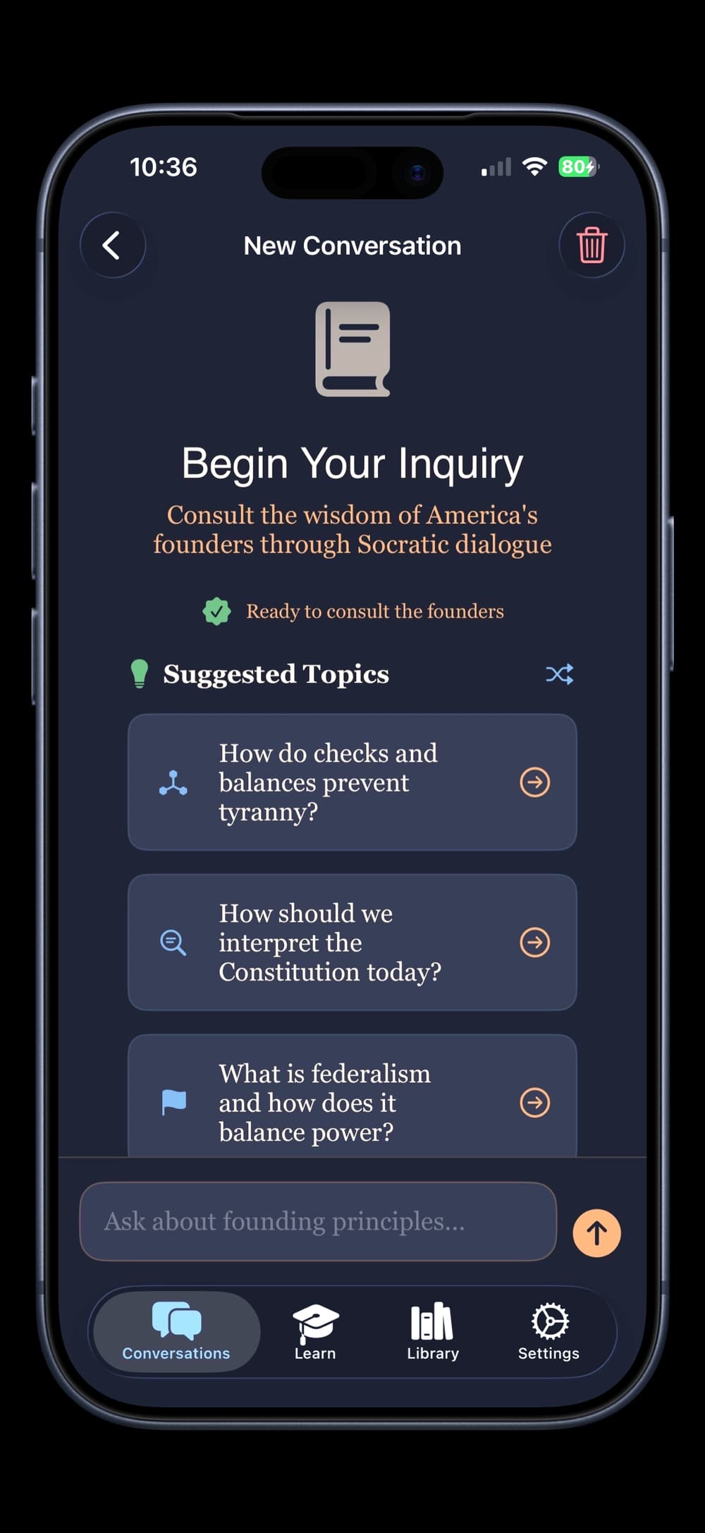 Founding Minds app screenshot
